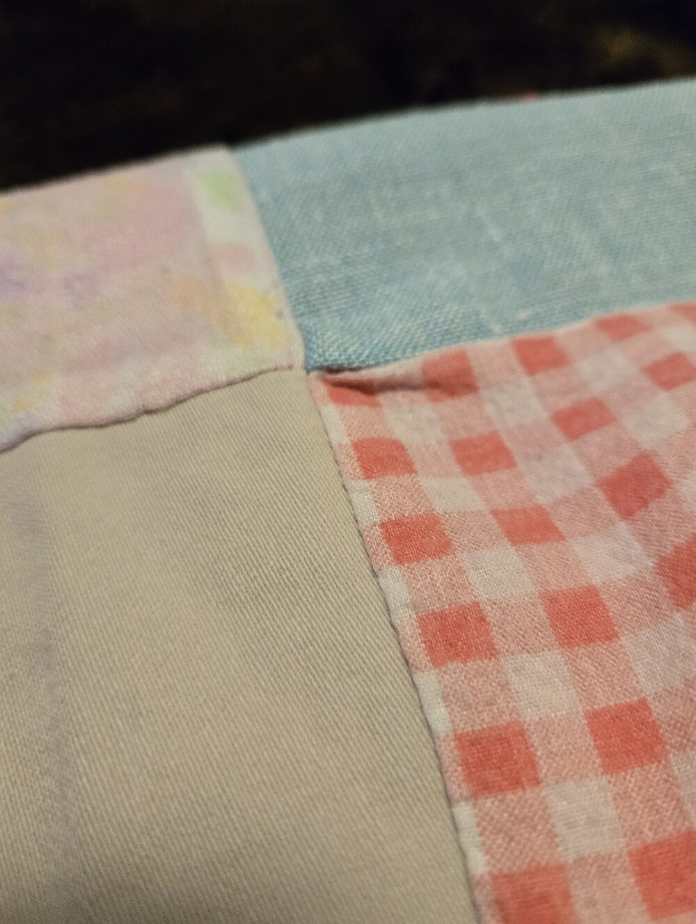 Handmade Patchwork Quilted Throw Blanket in Multicolor Squares Vintage 1980s - Picture 3 of 11